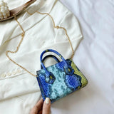 Snake Pattern Chain Small Square Bag Shoulder Handbag