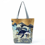 Japanese Ukiyo Dolphin Shoulder Bag Eco-Friendly Tote