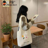 Embroidery Fleece Shoulder Bag for Women Girls