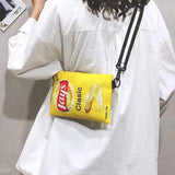 Funny Potato Chips Crossbody Handbag Canvas Shoulder Bag