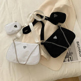 2Pcs Retro Women Crossbody Bags Chain Shoulder Bags Casual Style Solid Handbags