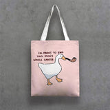 Duck Print Canvas Tote Bag for Women Casual Shoulder Handbags Large Capacity