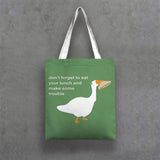 Duck Print Canvas Tote Bag for Women Casual Shoulder Handbags Large Capacity