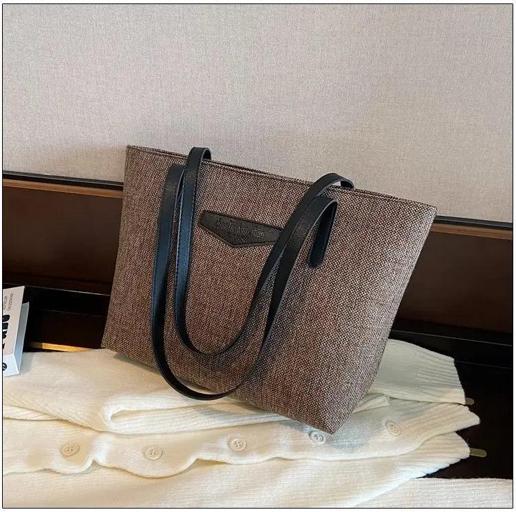 Large Capacity Cotton Hemp Shoulder Bag for Women