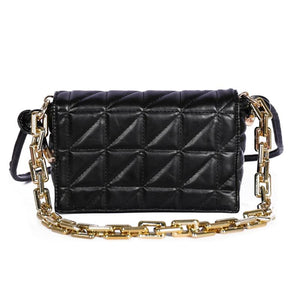 Geometric Embroidery Shoulder Crossbody Bag with Thick Chain Handbags