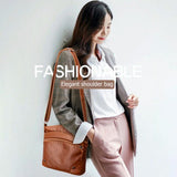Casual PU Leather Handbag Solid Mother Shoulder Crossbody Bag