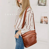 Casual PU Leather Handbag Solid Mother Shoulder Crossbody Bag