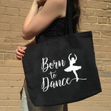 Dancing Ballet Print Women Canvas Tote Bag - Lady Shopper Handbag