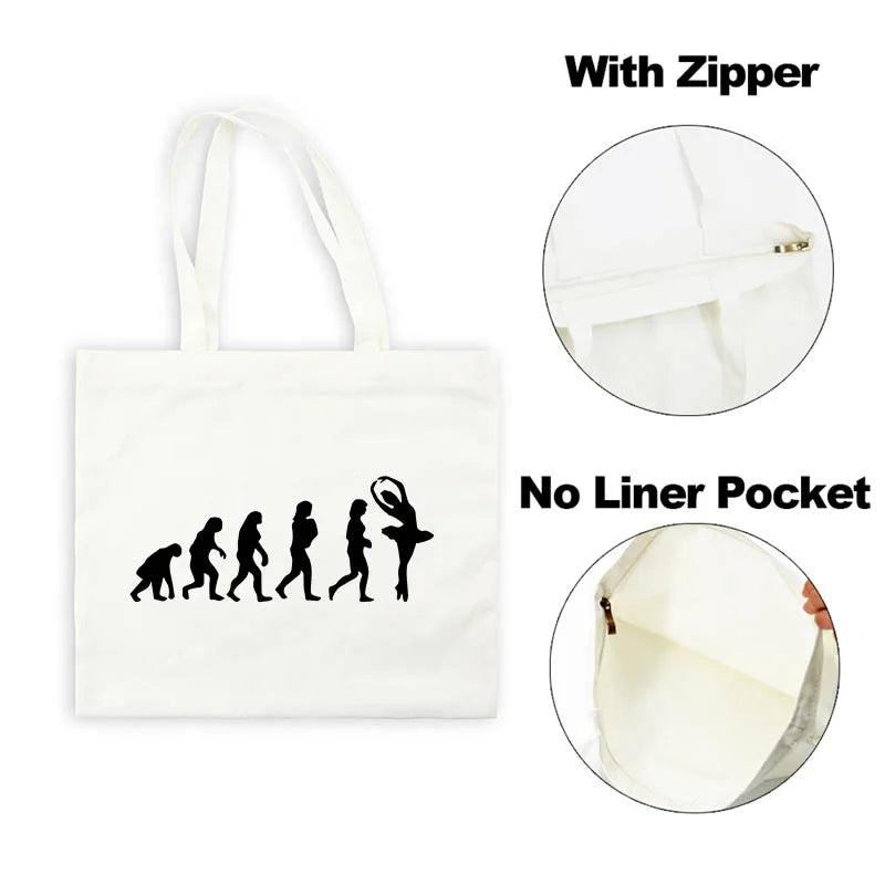 Dancing Ballet Print Women Canvas Tote Bag - Lady Shopper Handbag