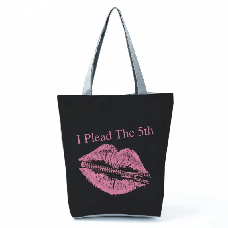 Leopard Lips Graphic Tote Bag Funny Girls Shopping Reusable