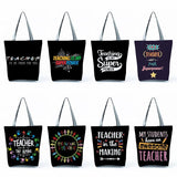 Teacher Gift Tote Bag Colorful Letters Print Customizable
