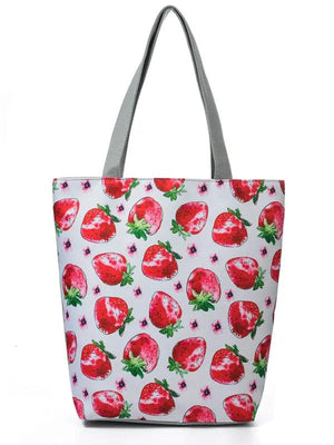 Miyahouse Strawberry Tote Bag Large Capacity Print Shoulder Bag