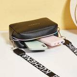 Solid Pu Leather Shoulder Bag Wide Strap Crossbody Female Purse