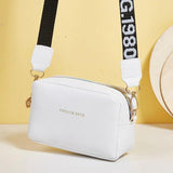 Solid Pu Leather Shoulder Bag Wide Strap Crossbody Female Purse