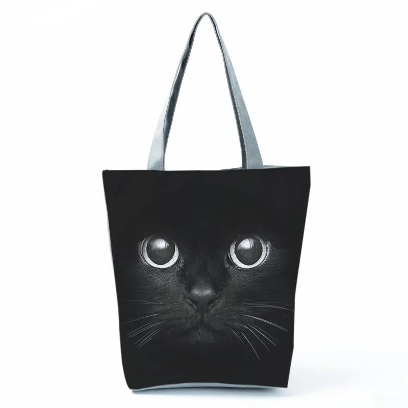 Cat Print Shopper Bag Handbag Reusable Shoulder Beach Bag