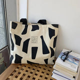 Canvas Shoulder Shopping Bag Daily School Cotton Fabric Tote Bag