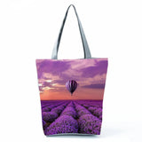 Lavender Floral Print Shoulder Bag Women Tote Bags