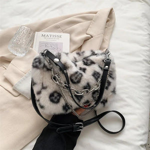 Plush Shoulder Bag Fluffy Faux Fur Crossbody Chain Handbags