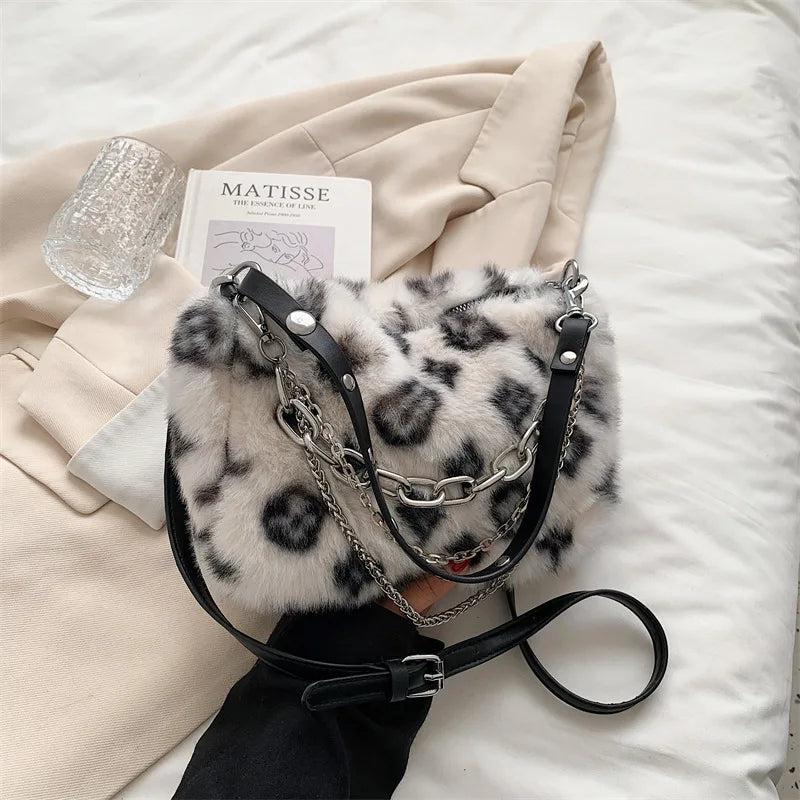 Plush Shoulder Bag Fluffy Faux Fur Crossbody Chain Handbags