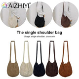 Vintage Knitted Shoulder Bag Women Winter Large Capacity Handbag