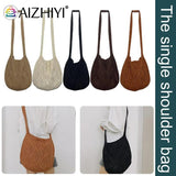 Vintage Knitted Shoulder Bag Women Winter Large Capacity Handbag