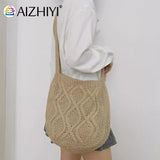 Vintage Knitted Shoulder Bag Women Winter Large Capacity Handbag