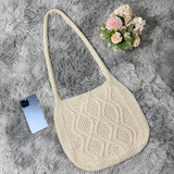 Vintage Knitted Shoulder Bag Women Winter Large Capacity Handbag