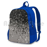 Silver Gray Glitter Shiny Decor Art Outdoor Hiking Backpack