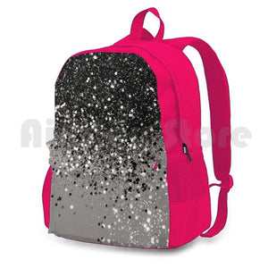 Silver Gray Glitter Shiny Decor Art Outdoor Hiking Backpack