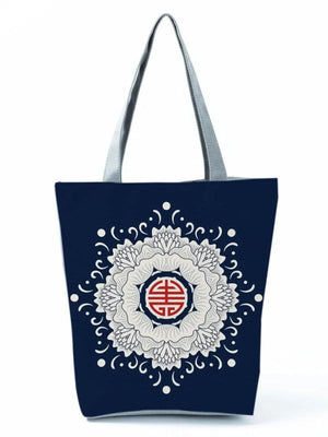 Chinese Style Floral Porcelain Printed Lady Handbag Shoulder Bag