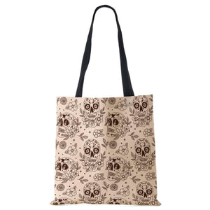 Abstract Art Skull Horror Print Shopping Bags Women Folding Reusable