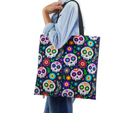Abstract Art Skull Horror Print Shopping Bags Women Folding Reusable