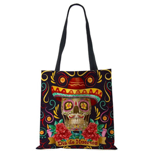 Abstract Art Skull Horror Print Shopping Bags Women Folding Reusable