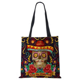 Abstract Art Skull Horror Print Shopping Bags Women Folding Reusable