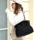 Soft Corduroy Leather Zipper Shoulder Handbag Large Capacity Casual Lady Tote