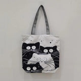 Cat Print Eco Tote Shopping Bag Women Handbag Polyester Beach Bags