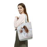 Charles Spaniel Dog Printed Women Handbags Tote Shoulder Bags Large Capacity