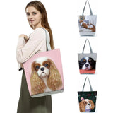 Charles Spaniel Dog Printed Women Handbags Tote Shoulder Bags Large Capacity