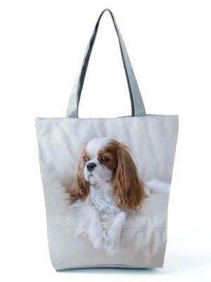 Charles Spaniel Dog Printed Women Handbags Tote Shoulder Bags Large Capacity
