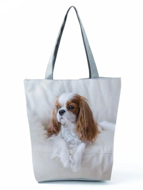 Charles Spaniel Dog Printed Women Handbags Tote Shoulder Bags Large Capacity