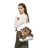 Cute Squirrel 3D Print Handbag Animal Graphic Shopping Bag