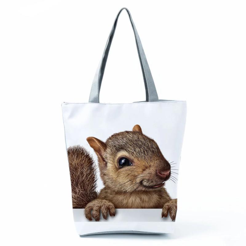 Cute Squirrel 3D Print Handbag Animal Graphic Shopping Bag