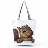 Cute Squirrel 3D Print Handbag Animal Graphic Shopping Bag