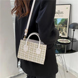 Plaid Crossbody Shoulder Bag Small Square Tote