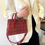 Plaid Crossbody Shoulder Bag Small Square Tote