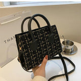 Plaid Crossbody Shoulder Bag Small Square Tote