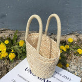 Straw Bag Portable Style All-match Small Basket Shopping Purse Summer Retro