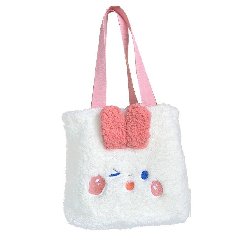 Cartoon Fuzzy Tote Bear Shoulder Bag Large Capacity
