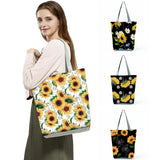 Sunflower Floral Printed Handbags Eco Friendly Women Shoulder Bag