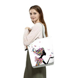 Wishing Girl Printed Eco Reusable Shopping Bags Women Large Tote Bags